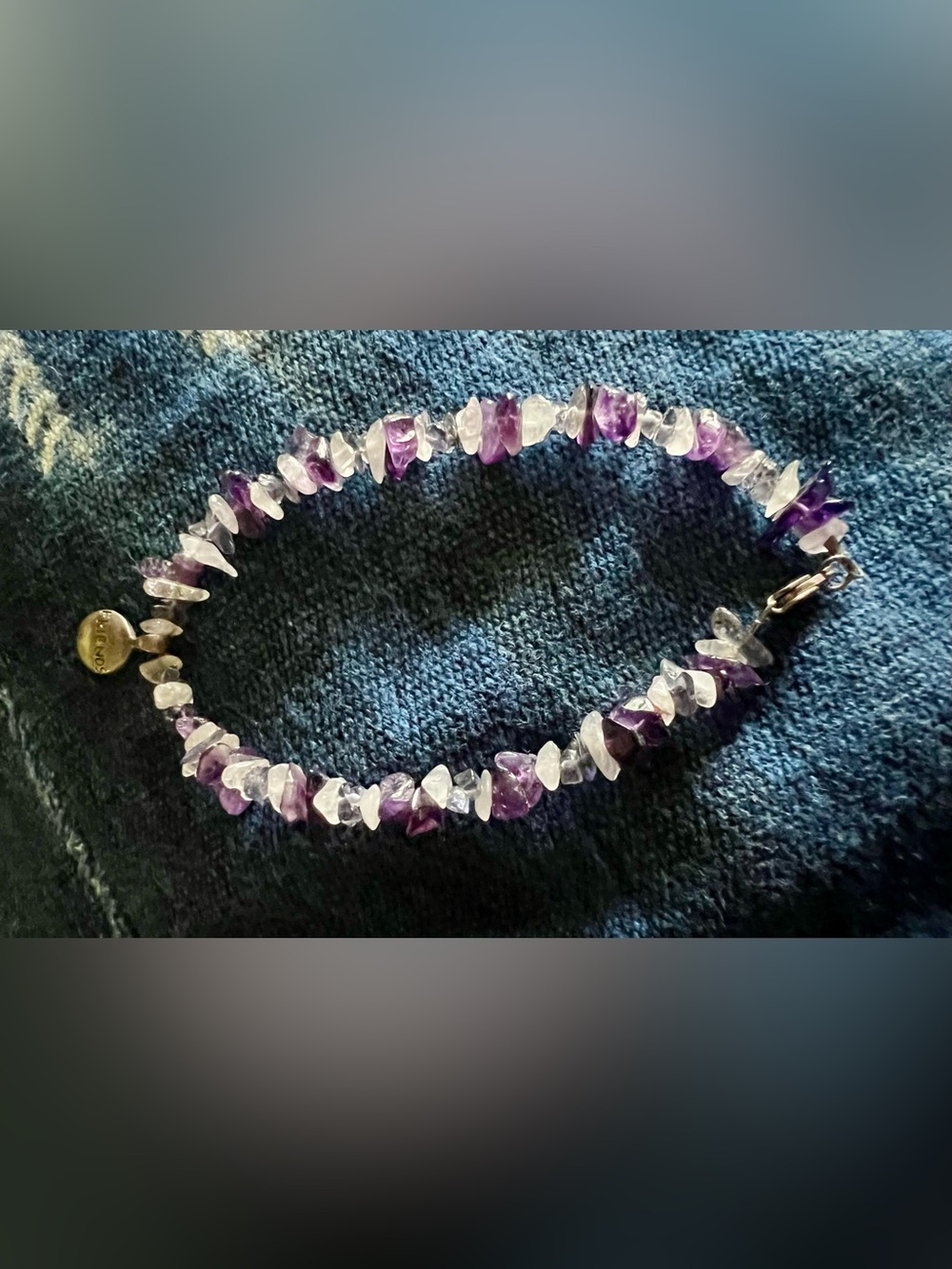 Genuine Amethyst Bracelet 925 Friend Charm Sterling Silver Clasp